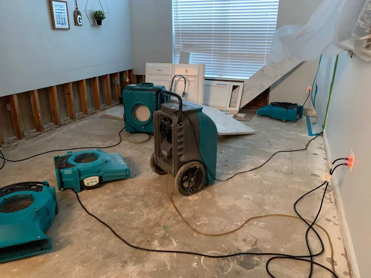 Dehumidifier in flood-cut room for Water Damage Restoration in Terrell Hills